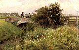 Emile Claus Canvas Paintings - A Meeting on the Bridge